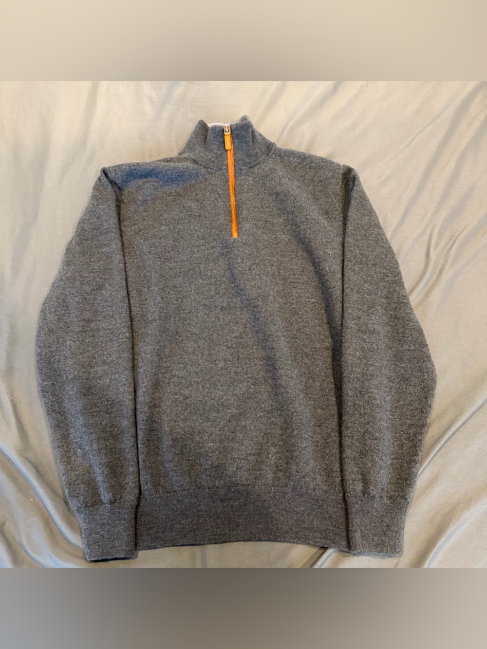 Collars & Co 1/4 Zip Sweater Mens Large Gray Australian Merino Wool Casual